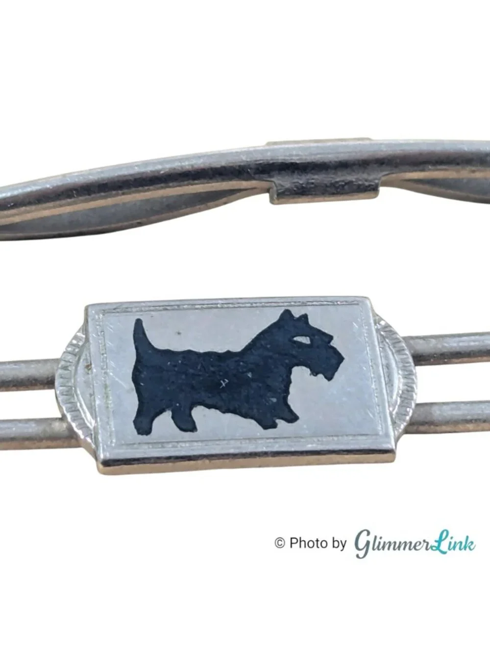 Vintage Junior Scottie Dog Original Card Silver Tone Tie Clip Collar Clip Set